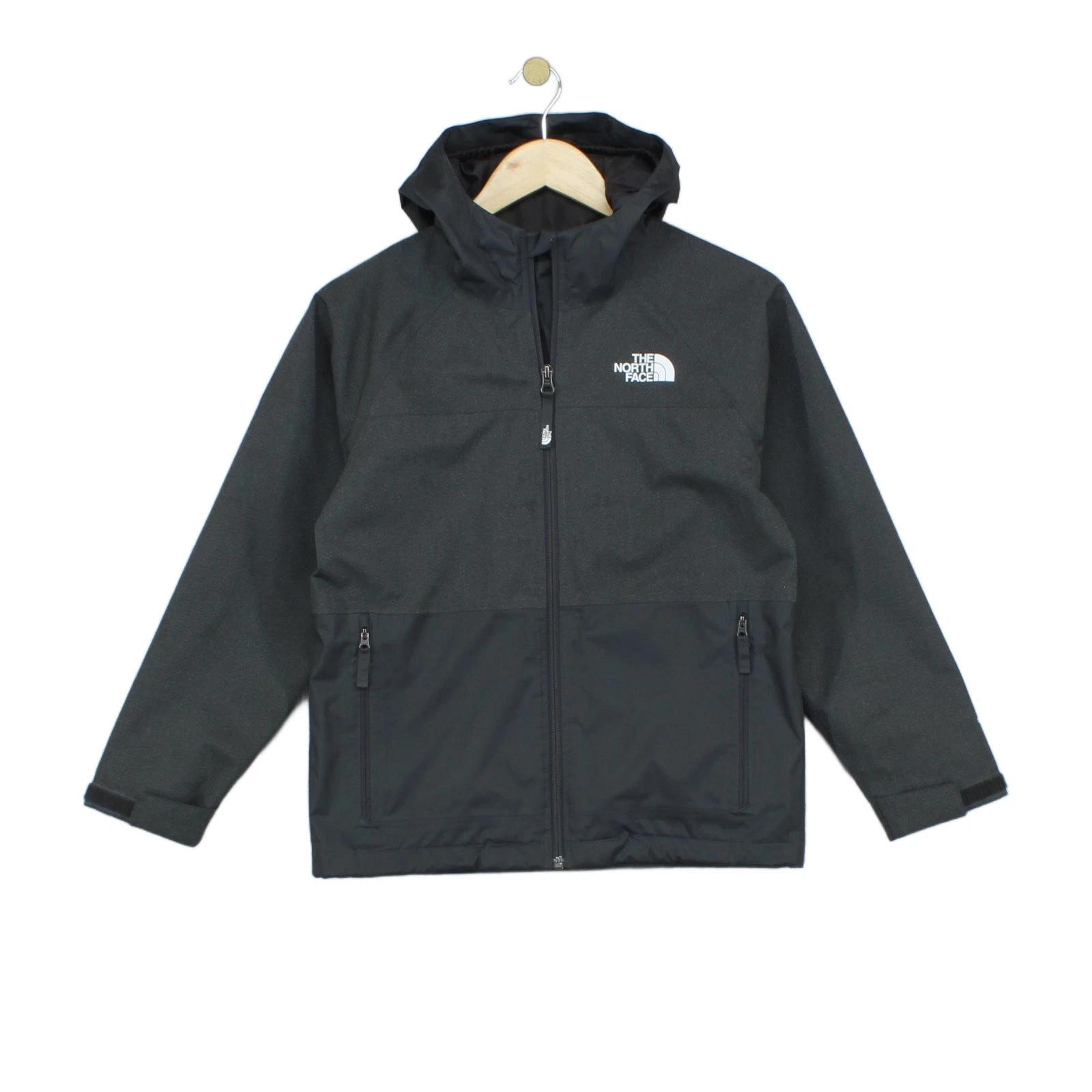 North Face Dryvent Waterproof Jacket Boys Size M Grey Hooded Lightweight