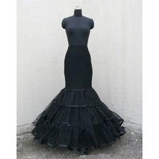Women's 3 Layer Tulle Petticoat Mermaid Ruffle Underskirt Black M
