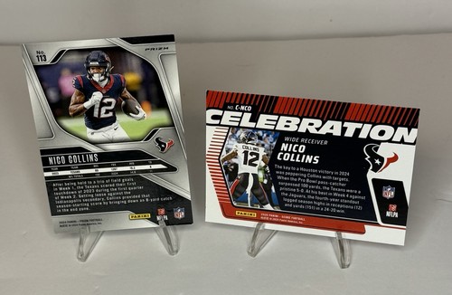 2024 Panini Prizm - Nico Collins #113 Green Wave Prizm & 2025 Score Celebrations - Picture 2 of 2