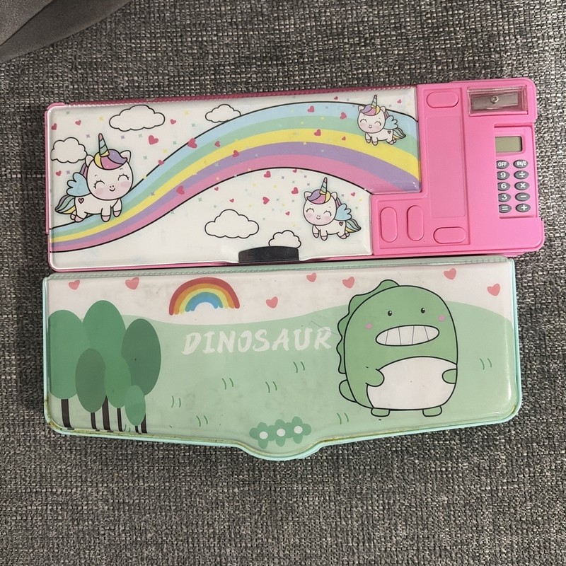 Vintage Pink Unicorn Multi Pop Out Pencil Case with Calculator & Sharpener