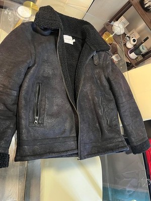 Topman Black Buckle Zip Bomber Jacket Men's Mid-Length Pockets Size L