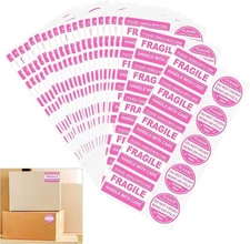 600 PCS Fragile Stickers for Shipping Do Not Trample or Fold Stickers Do Pink