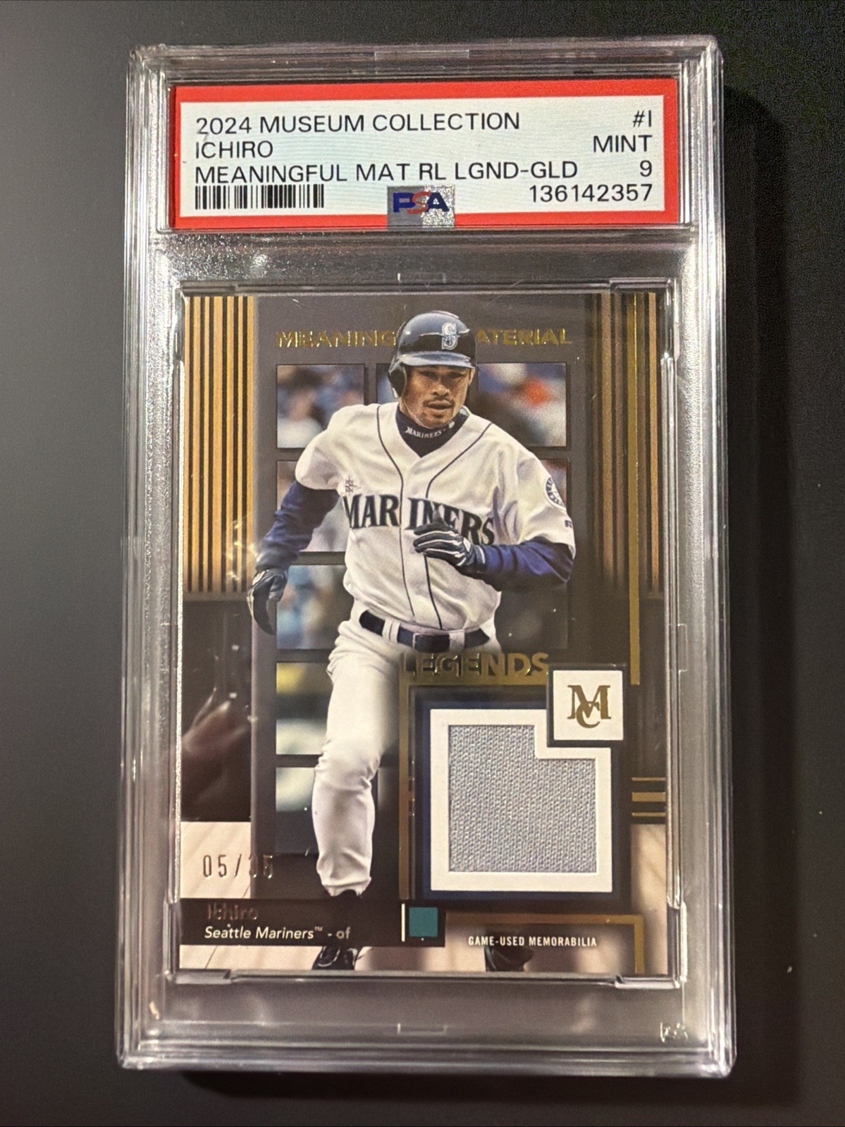 Ichiro Ssp #’d /35 PSA 9 Topps Museum Collection Game Used Mem