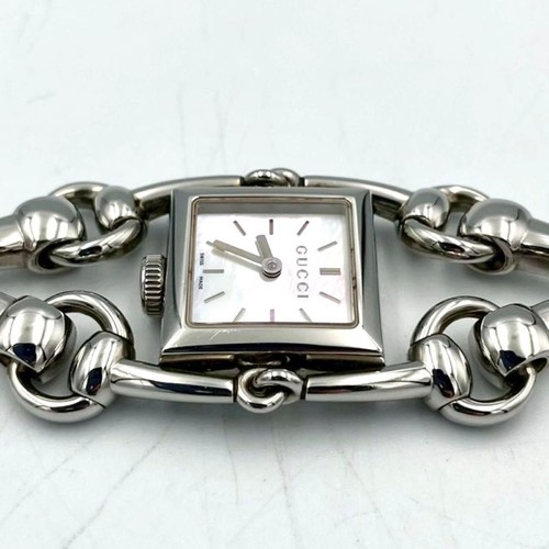 Gucci Signoria 116.5 Shell Dial Quartz Square Silver Bracelet Watch Near Mint - Picture 11 of 18