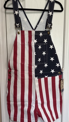 NEW Chubbies Men's Large American Flag Short Overalls USA Stars Stripes NWT - Picture 2 of 7
