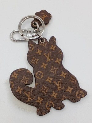 LOUIS VUITTON Authentic Bag Charm Key Chain Shiba Dog Motif 10x8