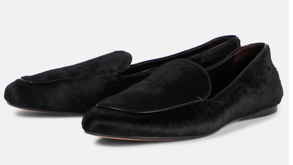 全新带盒 KHAITE Monroe 乐福鞋 – 黑色小马毛 – 尺寸 9 (39) – 意大利制造 – 980 美元 — 第 3/4 张图片