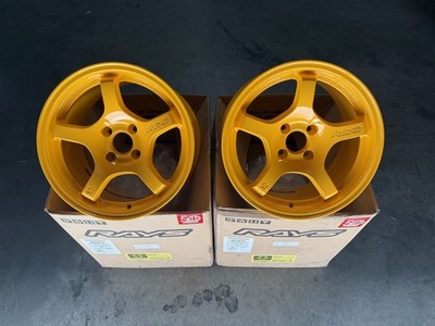 RAYS GRAMLIGHTS 57CR 15x8 4x100 28 CIVIC FIT INTEGRA MIATA MX5 WHEELS RIM YELLOW