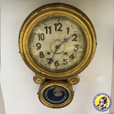 Reloj de pared tipo resorte principal reloj de péndulo mecánico tallado en madera retro antiguo