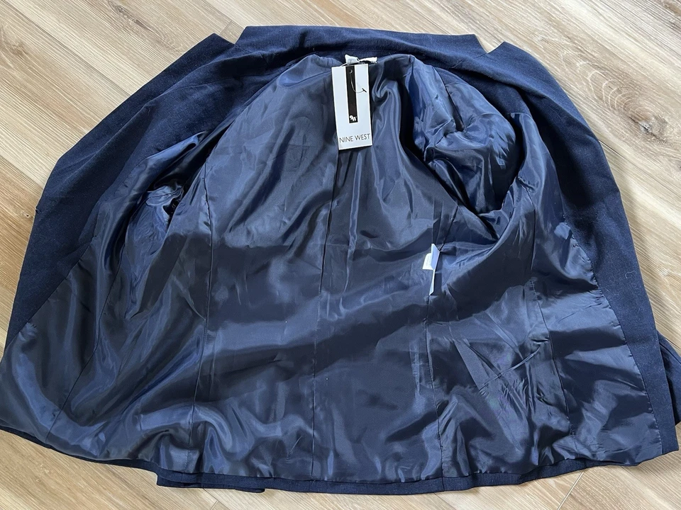 Blazer Nine West Mezcla de LINO Azul Marino Clásico Preppy Coastal Heritage M Nuevo con Etiquetas Foto 3 de 4