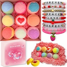 Bath Bombs for Kids with Surprise Inside, 9 Heart Imprint Kids Bath Bombs for...