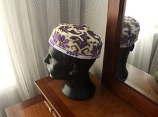 Uzbek Embroidered Skullcap 23.6"/60 cm Kufi Hat Ethnic Doppa Boho Unisex cap