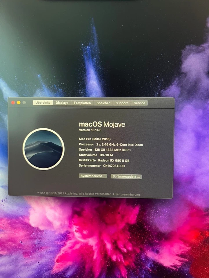 Mac Pro 5.1 2010, 12Core 3,46 GHZ ,Radeon RX 580 Metal, 128 GB RAM, SSD,OVP  - Bild 2 von 4