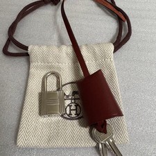 Hermes Silver Cadena Padlock Clochette Set for Accessory elegant Bag charm E326