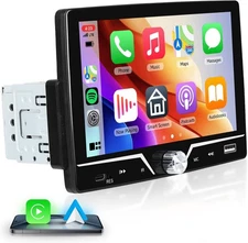 Single 1Din 7" Touch Screen Stereo Bluetooth Radio Car Apple/Android Carplay GPS