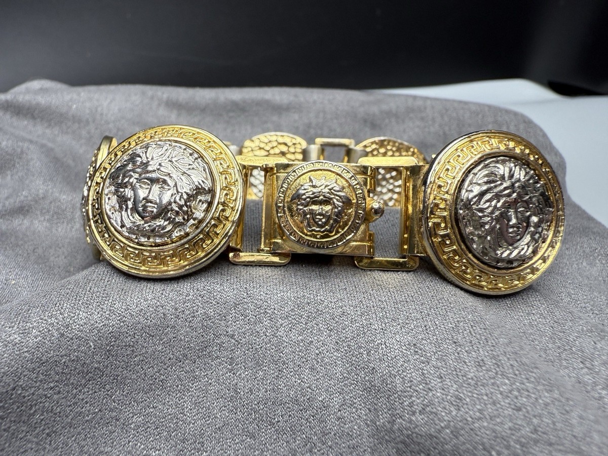 Gianni Versace Mixed Metal Medusa Medallion Costume Link Bracelet