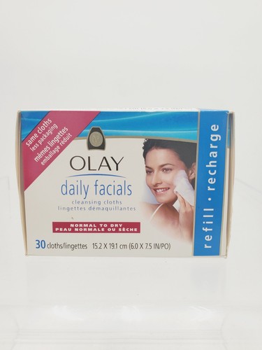 OLAY Daily Facials 30 Water Activated Cleansing Cloth Normal to Dry RARE