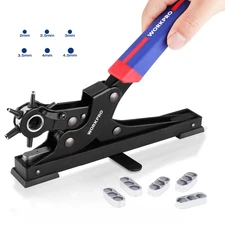 WORKPRO Desktop Leather Hole Punch Set Rotary Belt Hole Puncher for Leather 6...