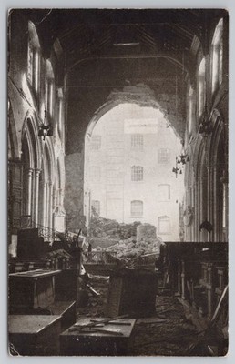 London All Hallows by the Tower Blitz Bombenschaden 1940 Postkarte