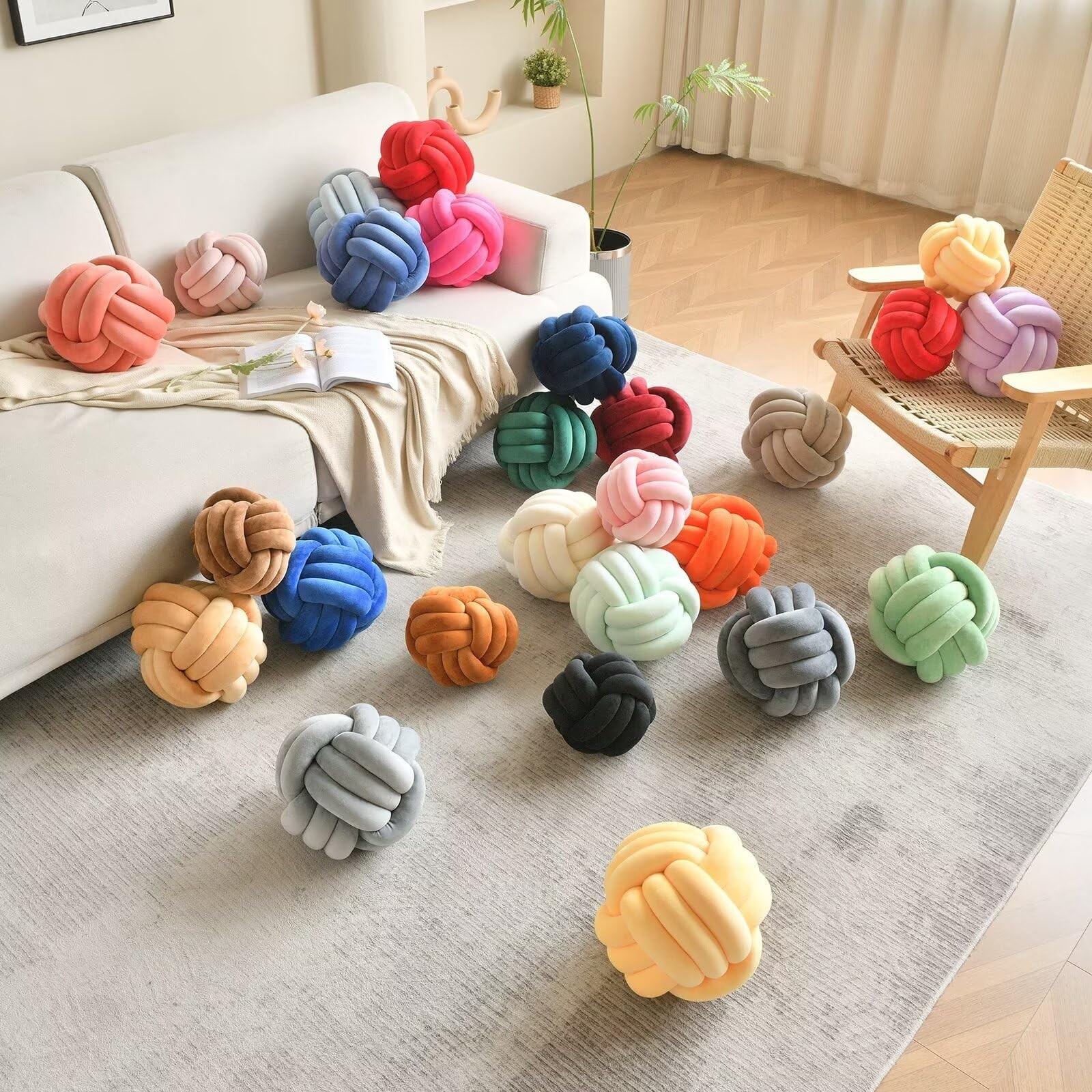Decorative Throw Knot Pillow for Home Chair Sofa Couch Bed Aesthetic Round Ve...
