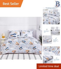 Full Size 8 Piece Comforter Set for Boys - Machine Washable Grey Glider Design