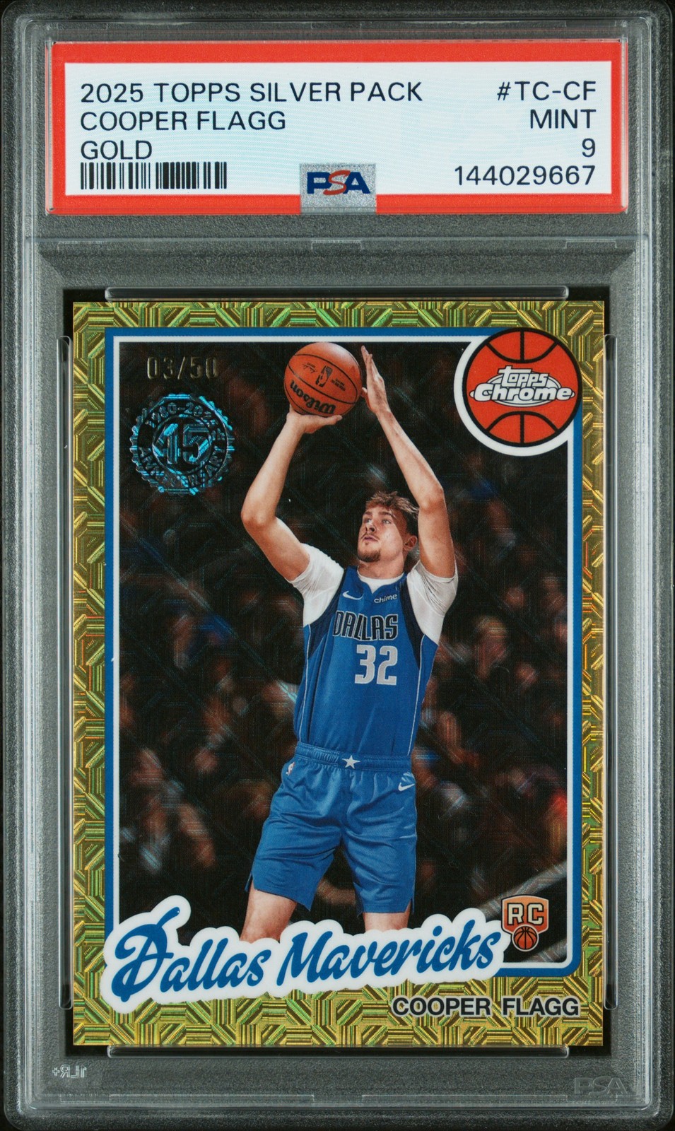 2025 TOPPS SILVER PACK 1980-81 TOPPS CHROME BK GOLD COOPER FLAGG 3/50 PSA 9