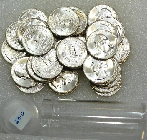 1960 D Washington Silver Quarter Frosty ORIGINAL UNPICKED BU roll 40 coins P347F
