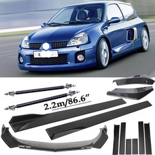 For Renault Clio MK2 Carbon Fiber Front Bumper Lip Splitters+Side Skirt Strut