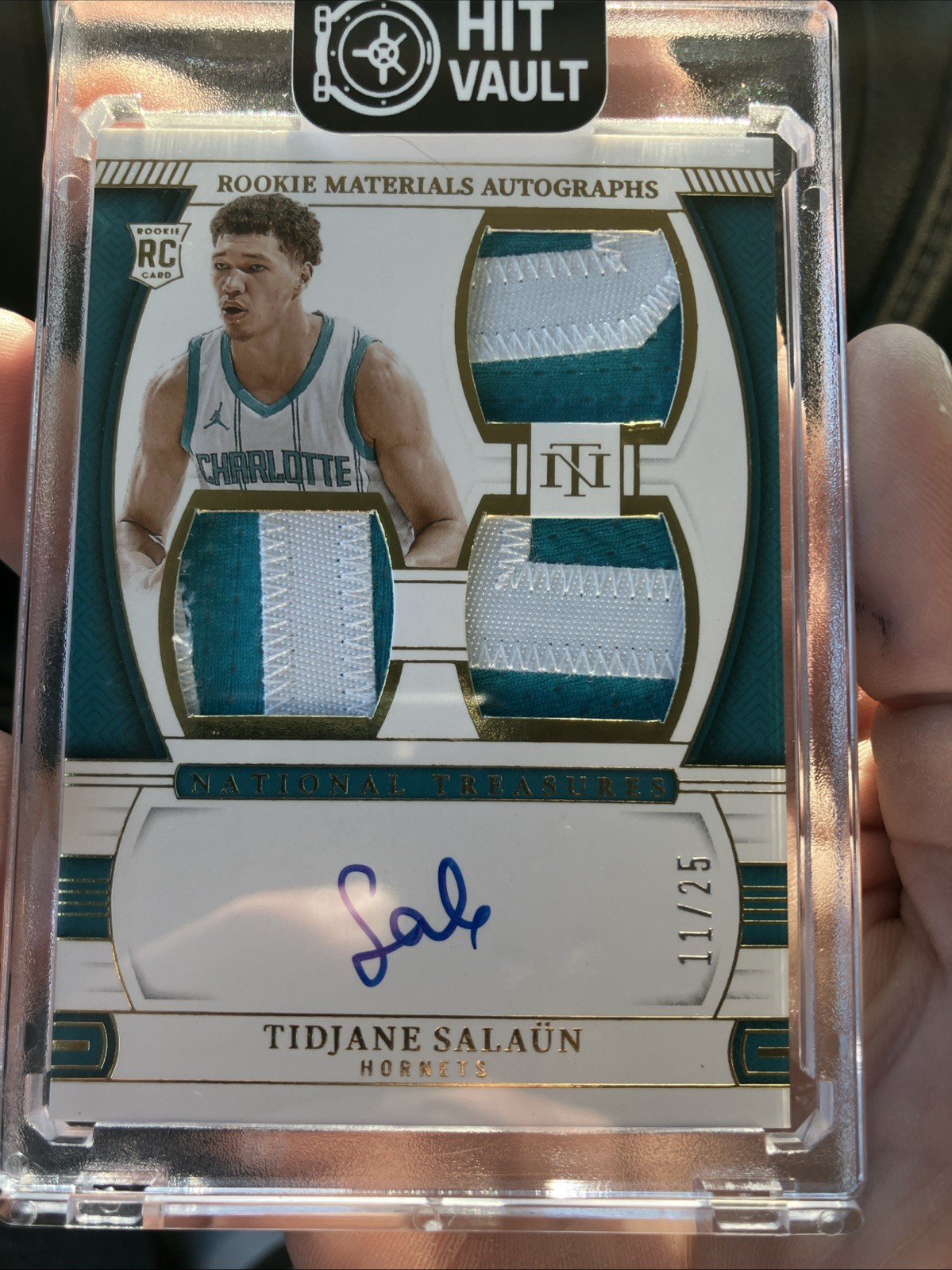 2024 National Treasures Tidjane Salaun Rookie Materials Auto RPA /25 Hornets view 2