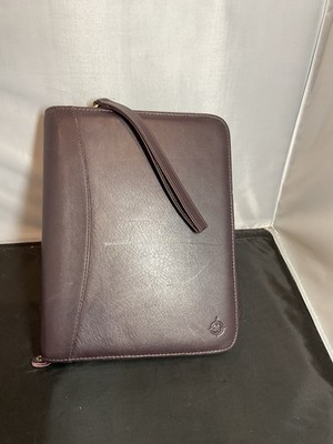 Franklin Covey Dark Brown Classic Planner 7 Ring  Zipper Up Closure Wrist Strap
