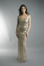 Sequin V-Neck Column Gown