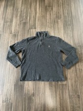 Polo Ralph Lauren Men  s Medium Estate Rib Gray Quarter Zip Sweater Flesh Pony