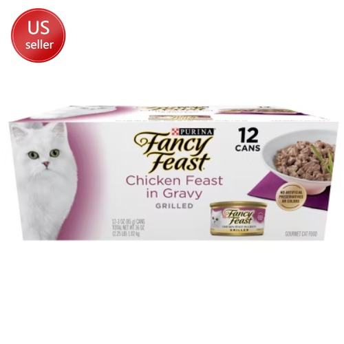 Purina Fancy Feast Grilled Chicken Wet Cat Food in Gravy 3oz Cans 12 Pack