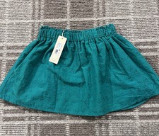 Girls Size 6 Pull-On Green Eyelet Floral Skirt NWT Kelly Green