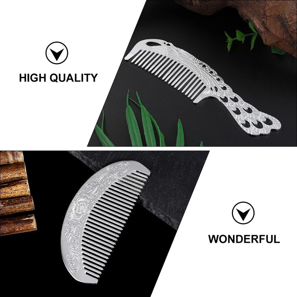 2 pcs hollow-out pettine pettine sanitario pratico (argento) - Immagine 2 di 4