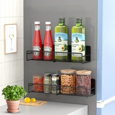 Magnetic Spice Rack for Refrigerator, 2 Pack Magnetic Shelf for Fridge with 4...