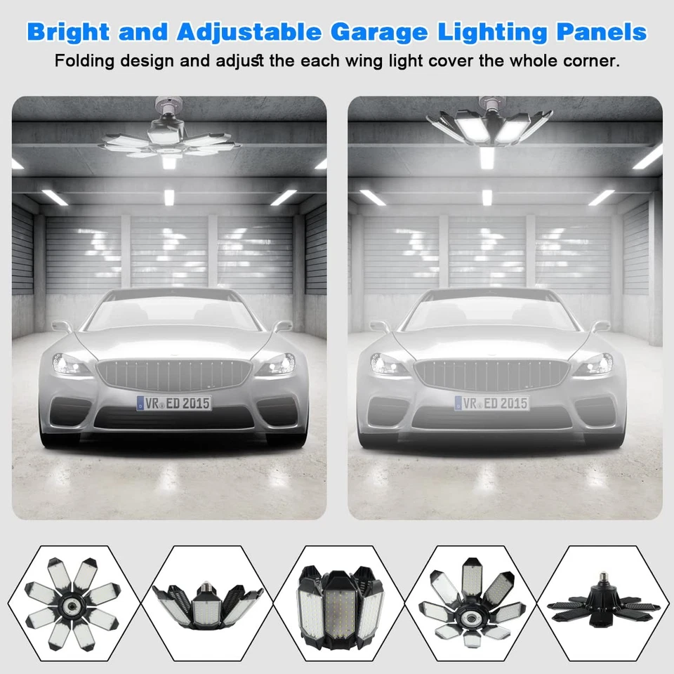 Garage Lighting - 80000LM Super Bright 6500K Garage Lights Ceiling Led w/ 8 D... - Image 3 of 4