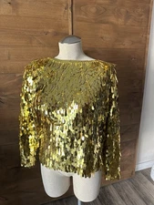 Michael Simon Vintage Golden Sequin Sweater NWT Size M/L Party Sparkle Time
