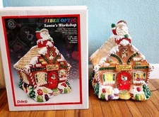 15" x 7" PULE INTERNATIONAL FIBER OPTIC SANTA'S WORKSHOP CHANGES COLORS