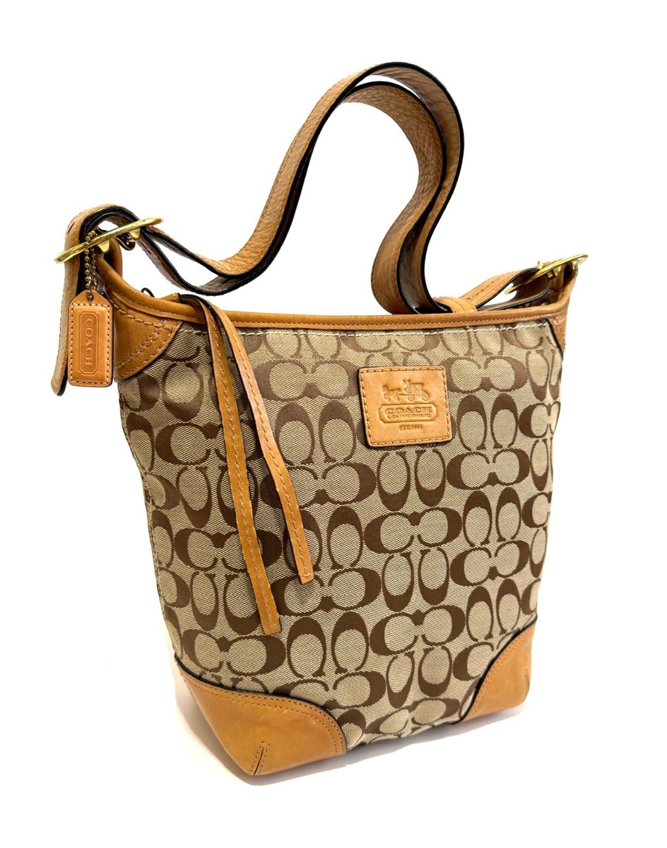 NICE COACH Y2K SIGNATURE KHAKI C CAMEL TAN MED DUFFLE BUCKET