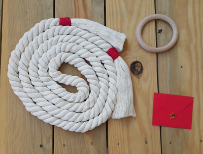 Nautical Rope Belt, Handmade Cream Tassel Macrame Thick  display picture 3