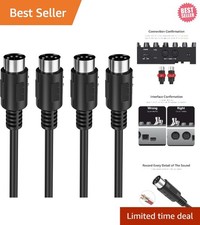 Professional 5-Pin Male MIDI Cables 6-Feet - Ideal for Synthesizers Drums