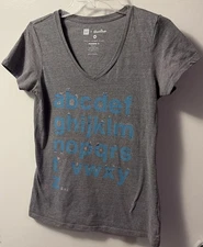 Gap + Threadless Women’s V-Neck T-Shirt “MISSING U” Light Heather Gray Size M