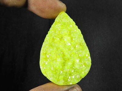 29X43X06MM Yellow Sugar Druzy Agate Pear Healing Loose Gemstone 40Cts.