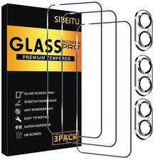 SIBEITU 3 Pack iPhone 16 Plus 6.7", 3 3 Glass Protector Lens Protector