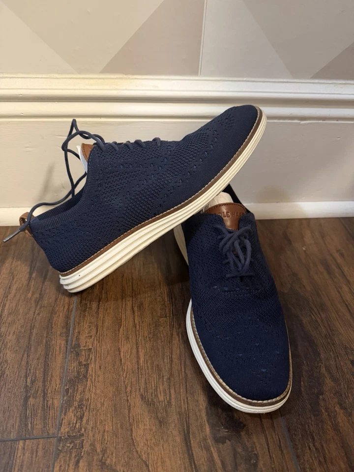 Cole Haan Original Grand Navy Blue Woven Fabric Dress Shoes. Men’s Size 8 - Image 2 of 4