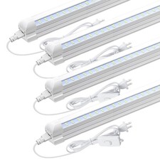 4 Pack 20W 2FT LED Tube Light Fixture T8 Shop Lamp 2600LM 6500K Flat Dual Rows