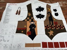Fabric - VTG Halloween Vest Panel Witch Cat DreamSpinners VIP Cut Sew Cotton