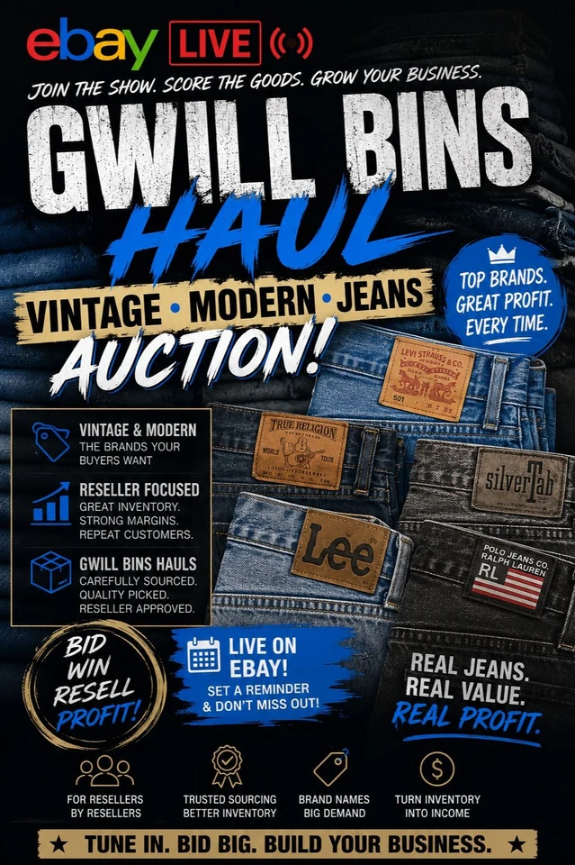 👖 DENIM HUSTLE LIVE | GWILL Bins Finds Reseller Auction