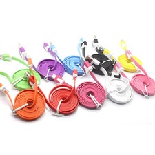1M/3ft Flat Noodle Micro USB Charger Sync Data Cable for Android Mobile gbm11
